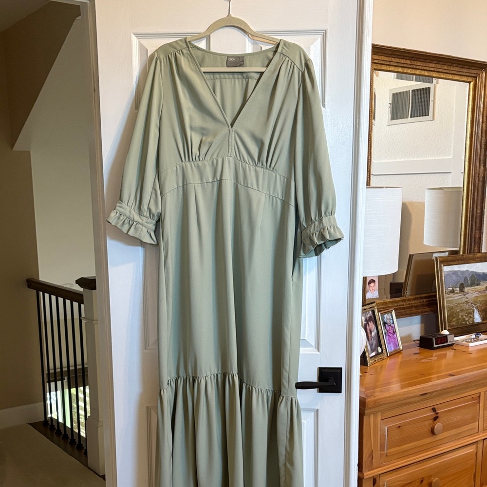 ASOS Sage Green Long Sleeve Dress